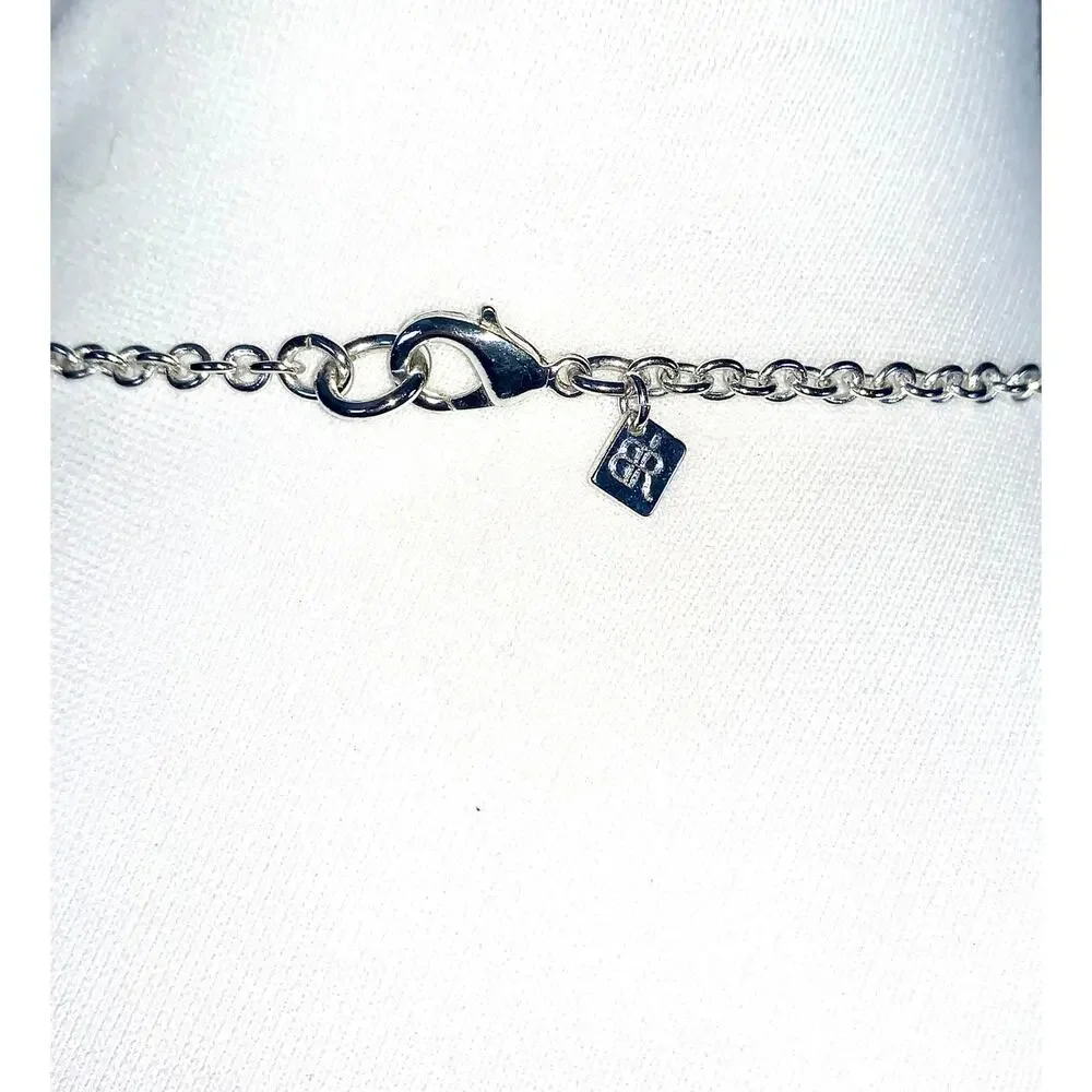 Banana Republic Hammered Silver Interlocking Rings Long Statement Necklace